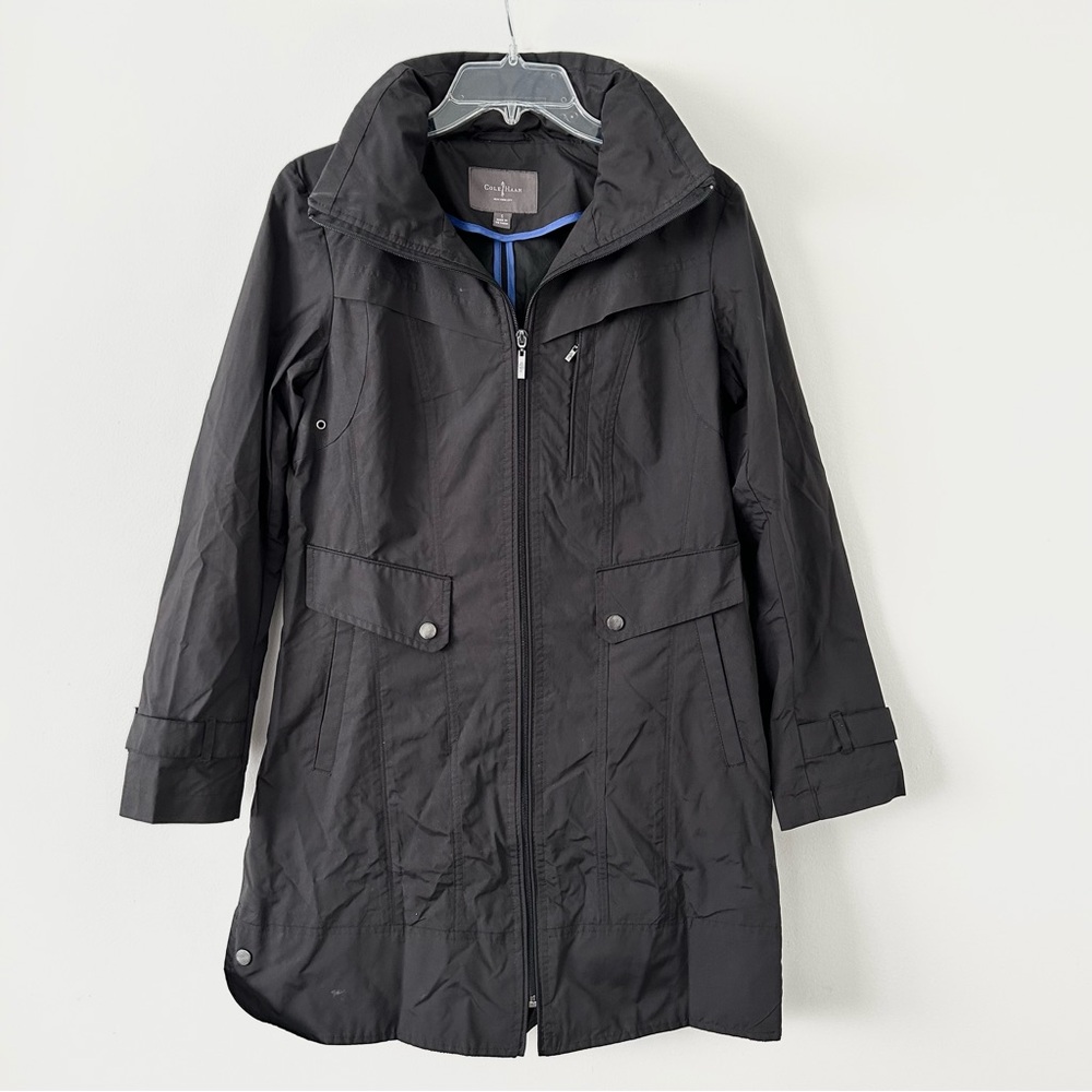 Cole Haan Black Long Rain Jacket Coat